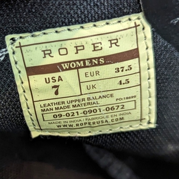 Roper Leather Cutout Western Boots Womens 7 Cowboy Distress Black Blue Metallic - Picture 11 of 13